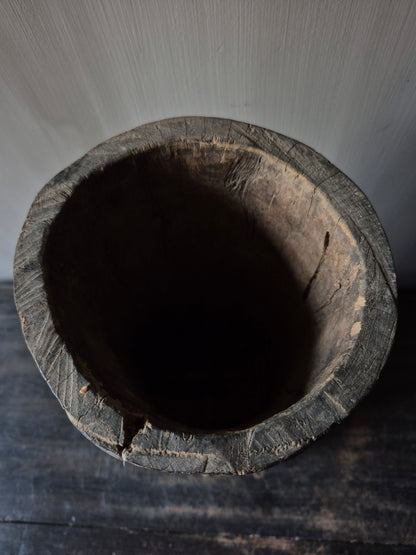 Houten pot antiek 16x17,5cm (04)