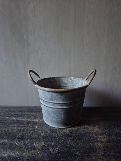 Kleiner Eimer mit Griffen Zink 12cm