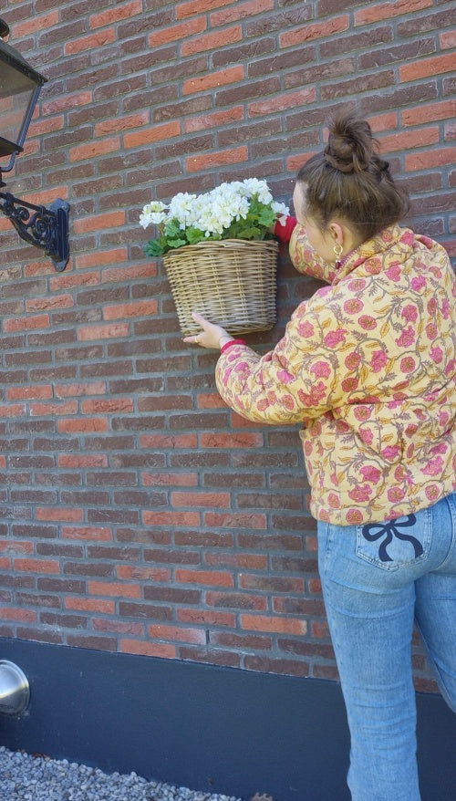 Rattanhängekorb mit Henkel, natur, 37 cm für Wand
