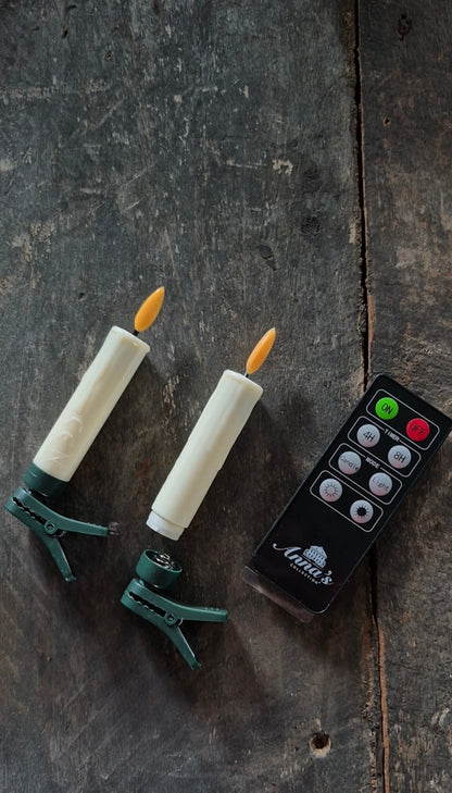 LED kerstboomkaarsjes op clip met afstandsbediening 10 stuks crème
