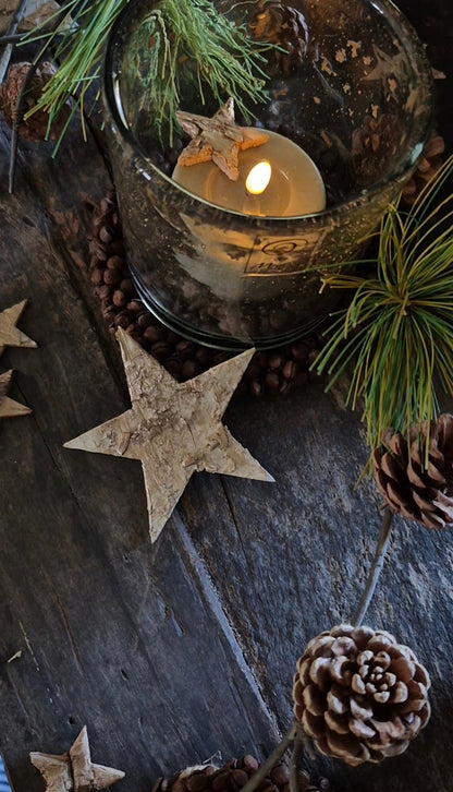 Berkensterretjes naturel met gouden gloed 9 cm – ca. 15 stuks