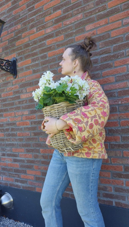 Rattan-Pflanzkorb 30 cm natur mit Fuß
