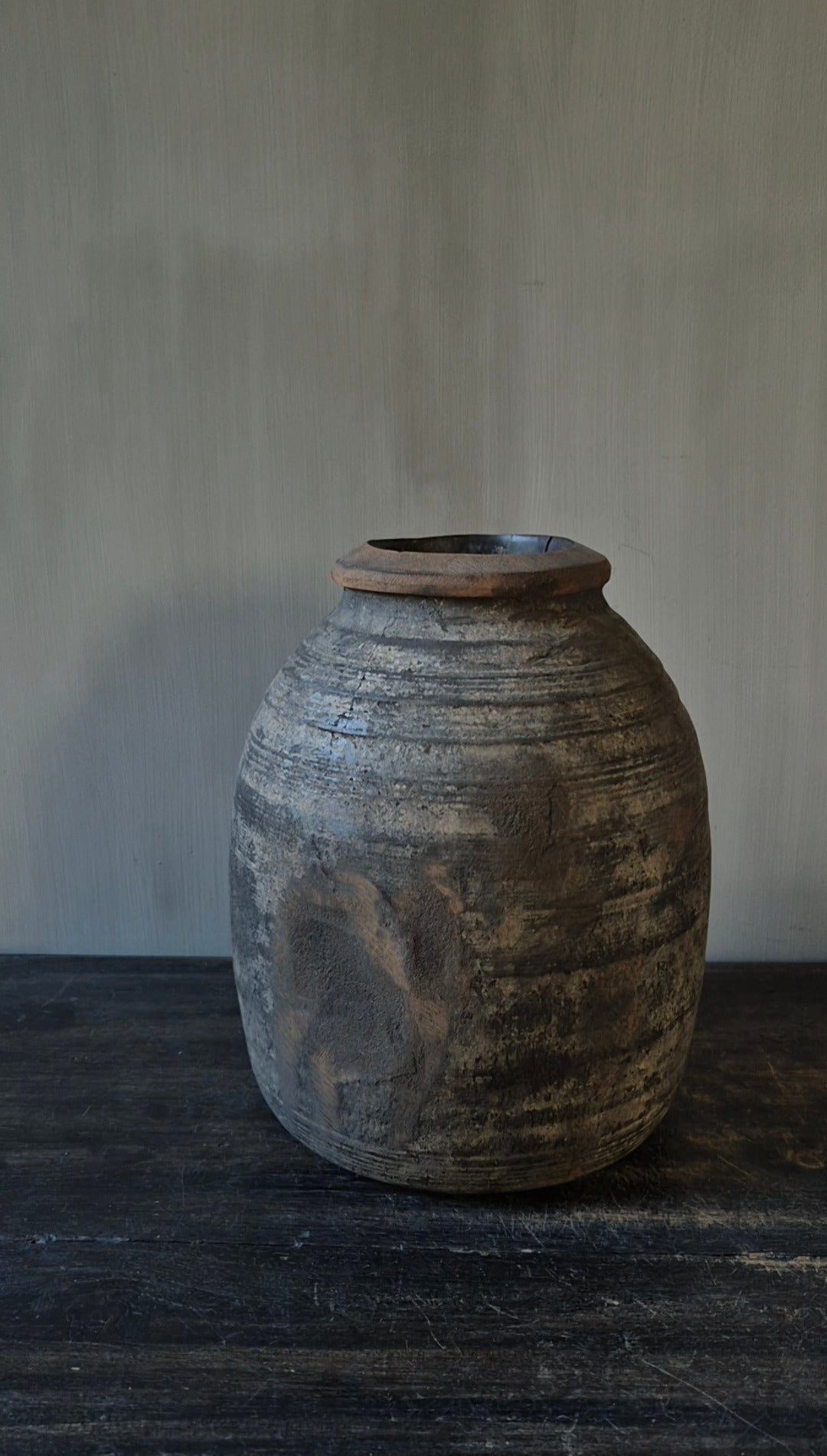Wooden pot vase brown 25 cm