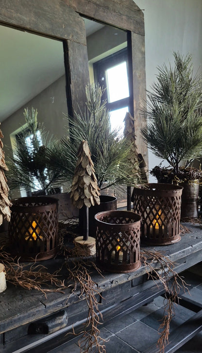 Set roestige windlichten 15, 17 en 20 cm