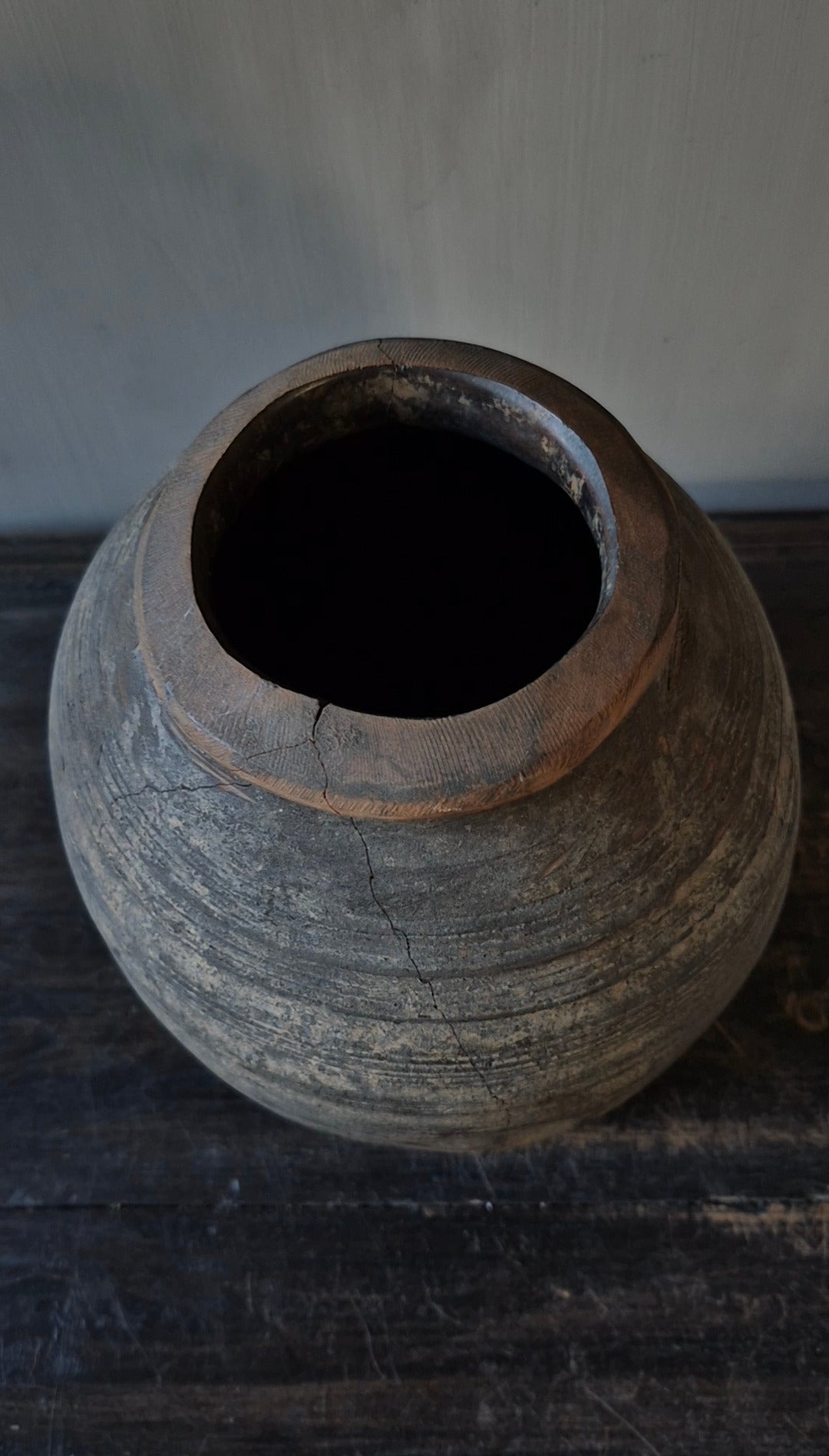 Wooden pot vase brown 25 cm