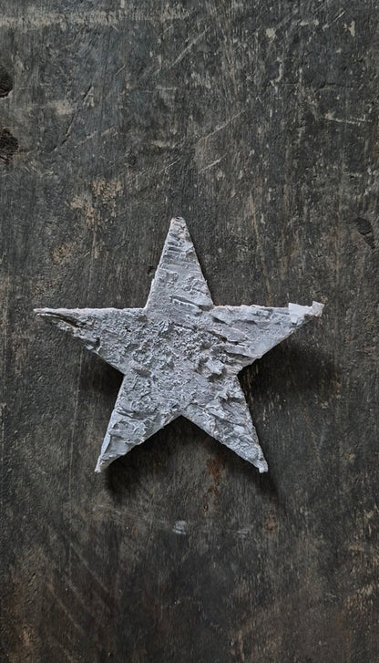 Greyed birch stars 9 cm – approx. 15 pieces