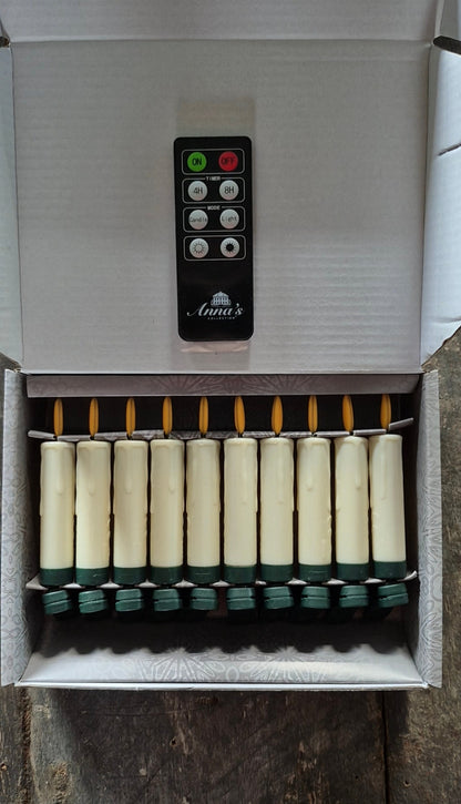LED kerstboomkaarsjes op clip met afstandsbediening 10 stuks crème