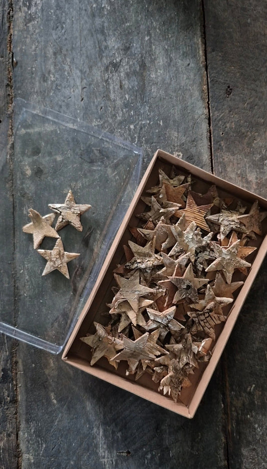 Berkensterretjes naturel met gouden gloed 4 cm – ca. 60-80 stuks