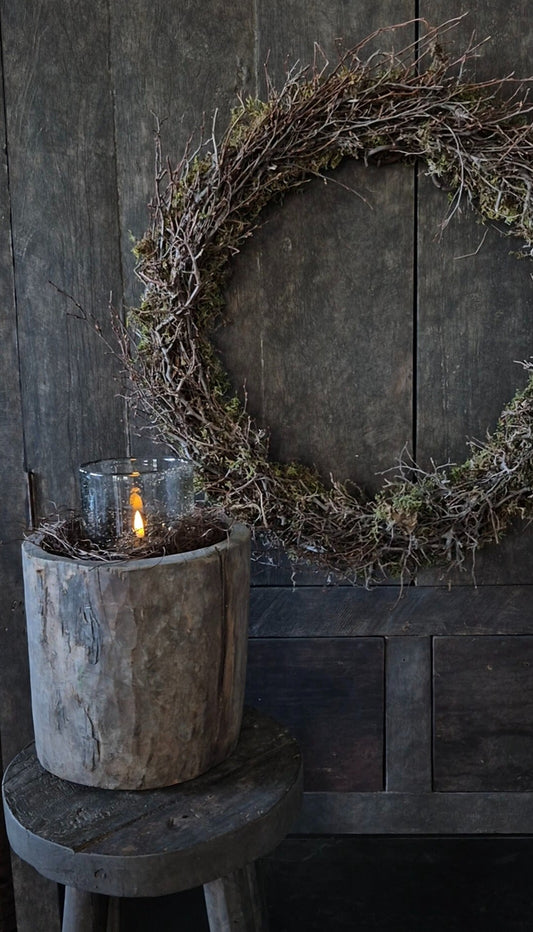 Groene moskrans met bonsai 50-52cm