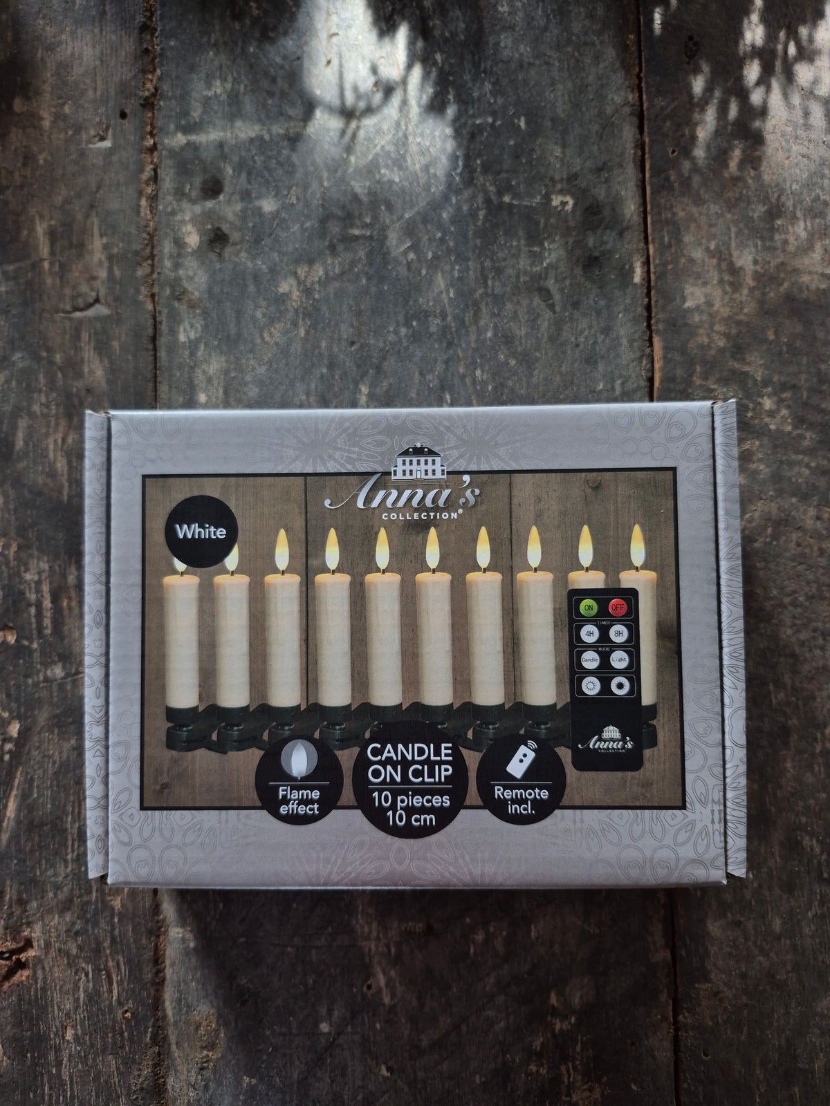 LED kerstboomkaarsjes op clip met afstandsbediening 10 stuks crème