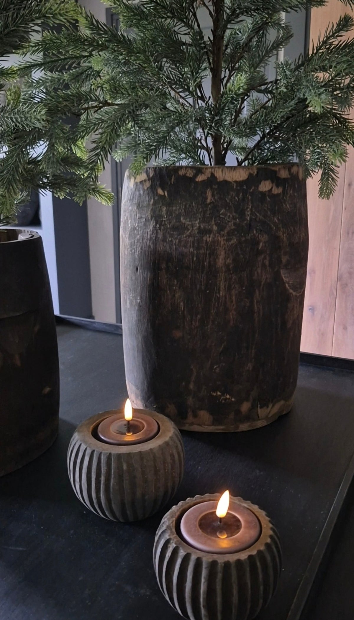 Houten waxinelichthouder Noëlle - 9 cm
