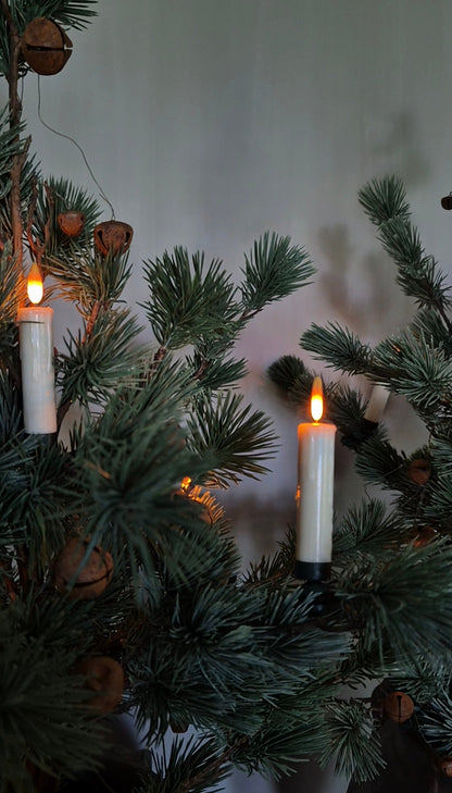 LED kerstboomkaarsjes op clip met afstandsbediening 10 stuks crème