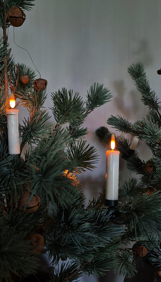 LED kerstboomkaarsjes op clip met afstandsbediening 10 stuks crème