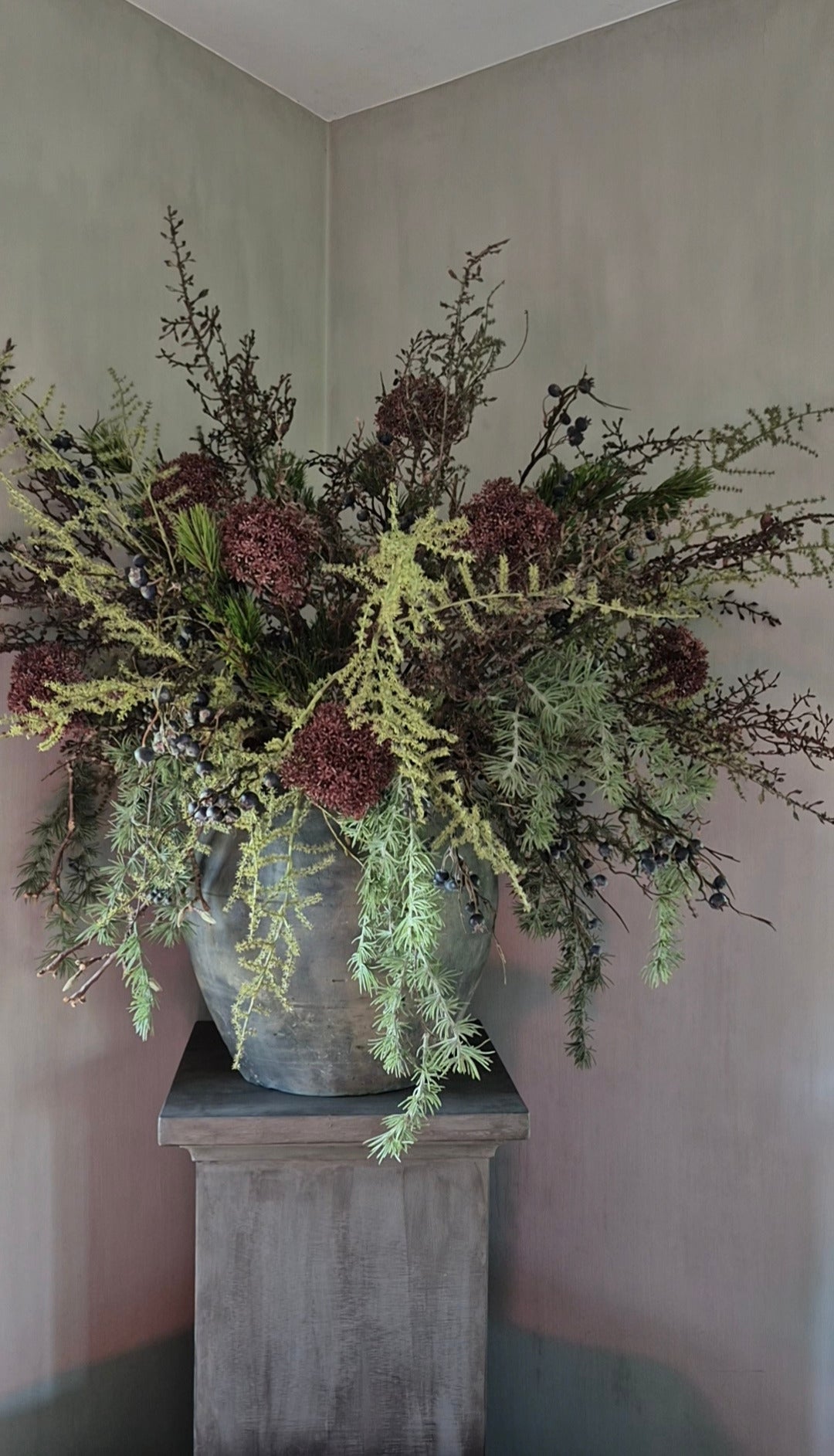 Kersttakken set groen bordeaux – 5 kunsttakken