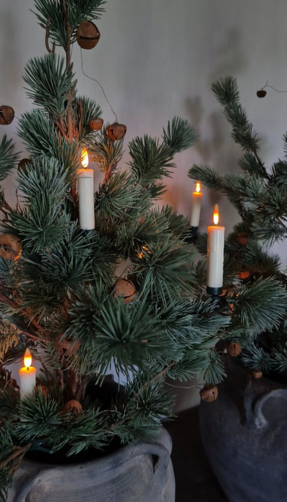 LED kerstboomkaarsjes op clip met afstandsbediening 10 stuks crème