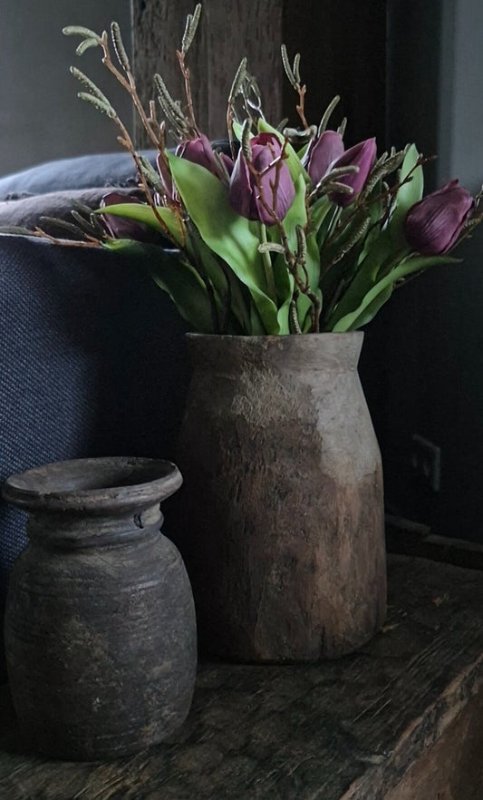 Houten pot vaas Uniek A2