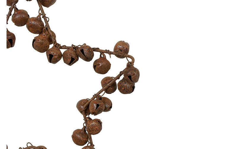 Kersthanger ster met belletjes roest - 12 cm