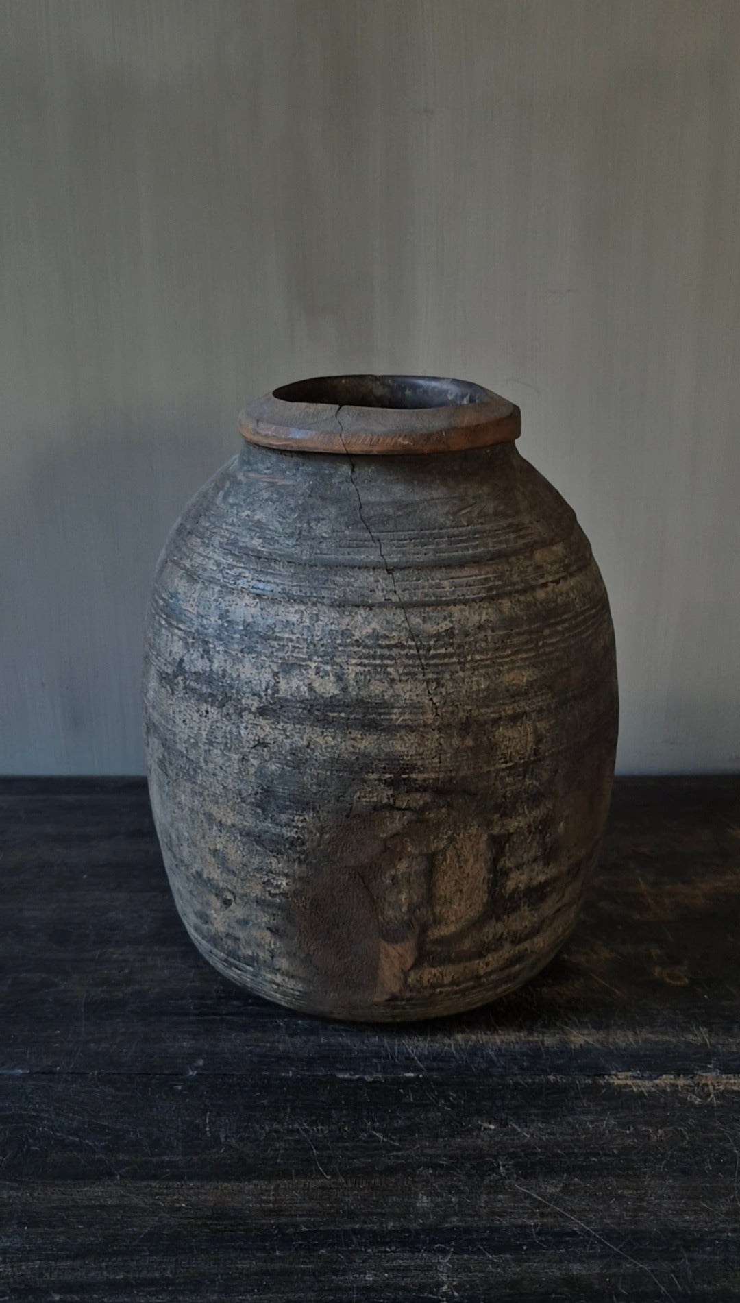 Wooden pot vase brown 25 cm