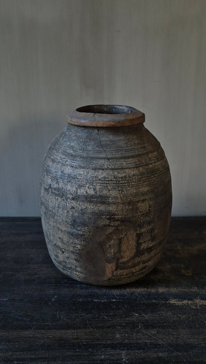 Wooden pot vase brown 25 cm