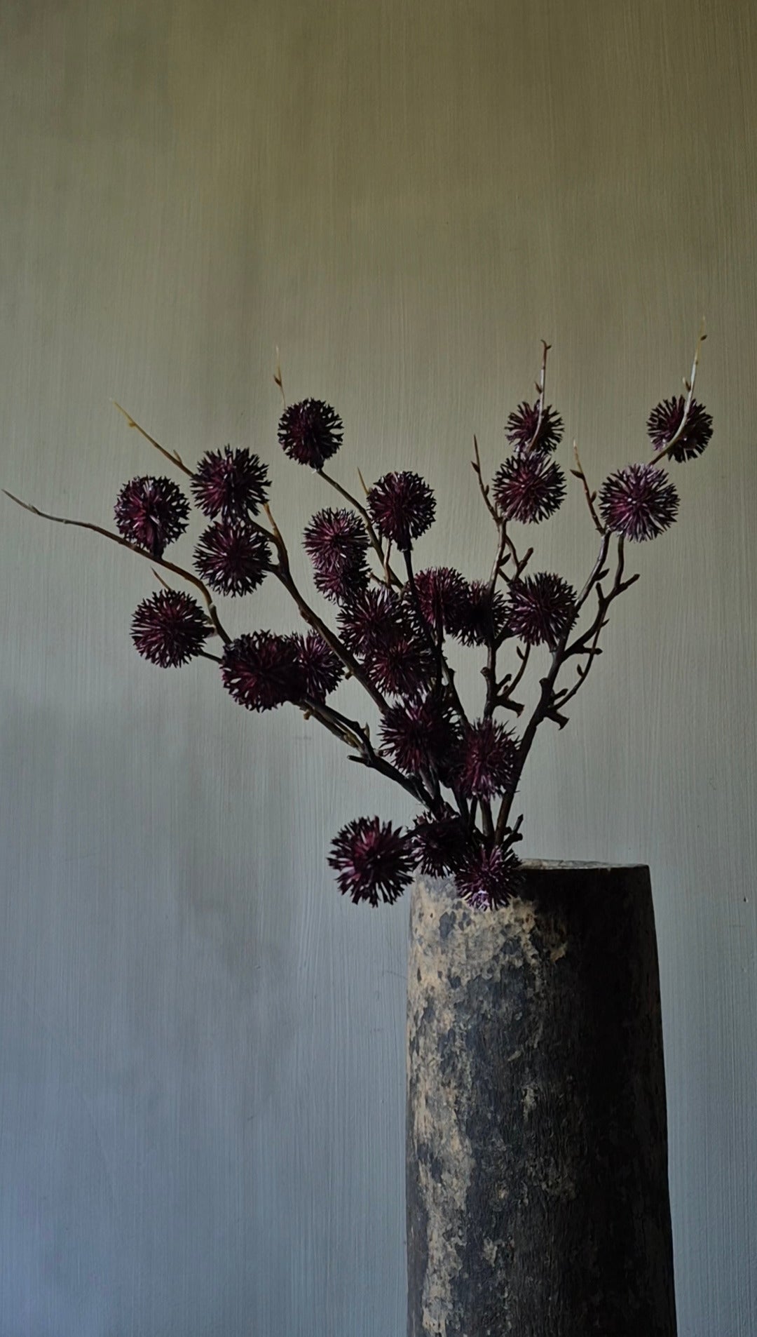 Thistle artificial branch bundle burgundy - 45 cm