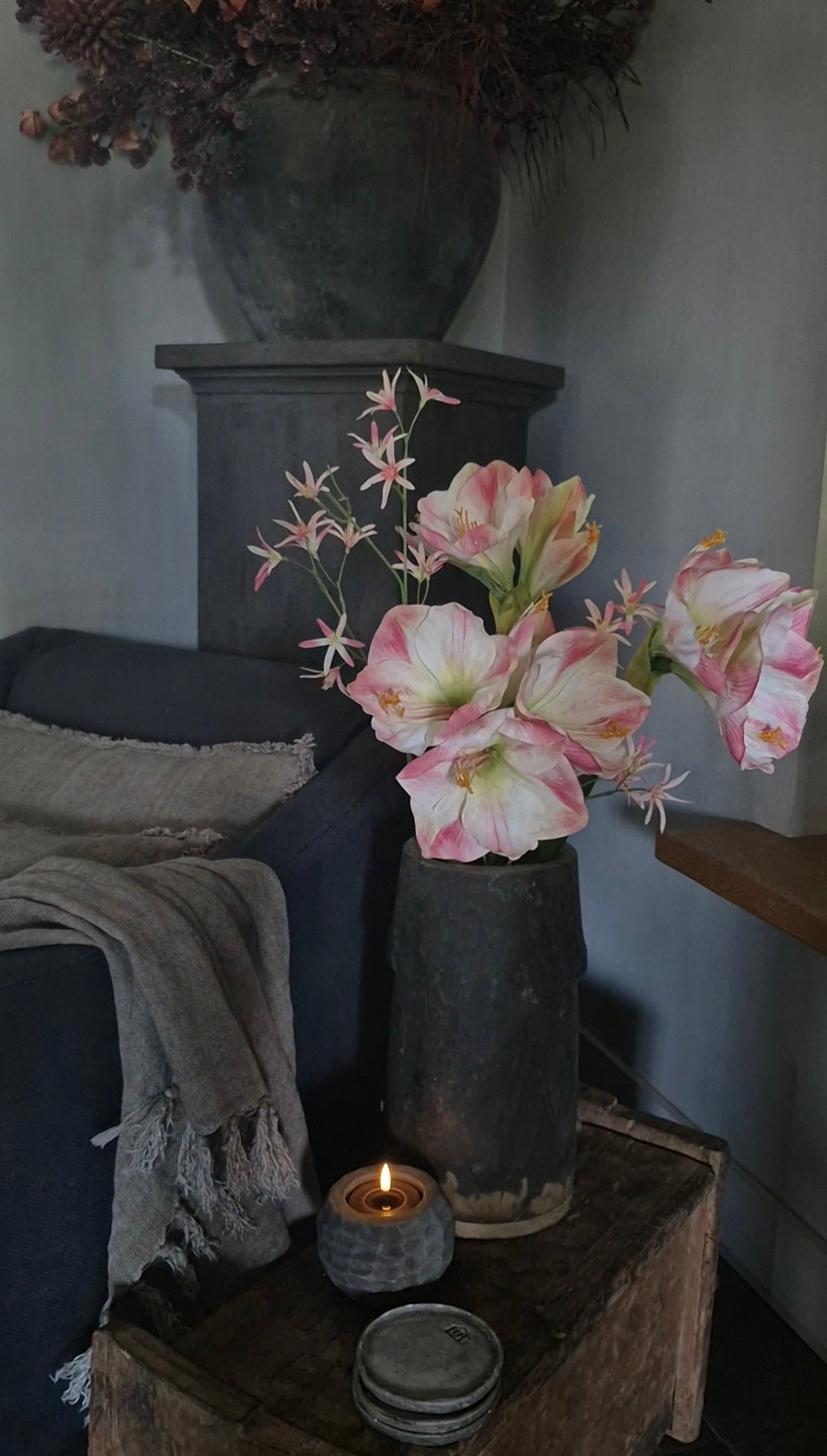 Tweedia kunstbloem lichtroze - 68 cm
