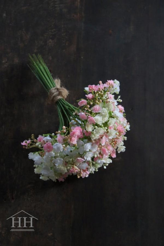 Bunch of baby's breath pink-white-cream artificial (30 stems)