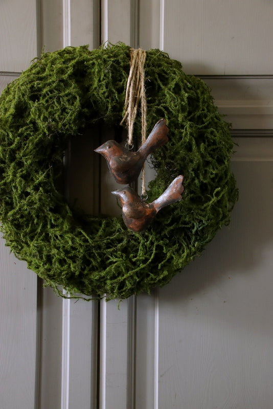 Roestige metalen vogeltjes - set van 2