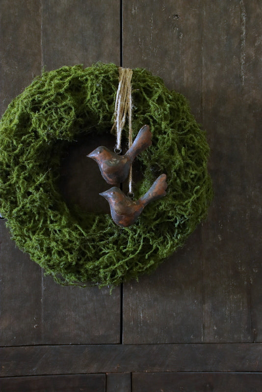 Roestige metalen vogeltjes - set van 2