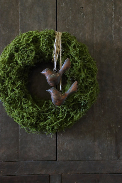 Roestige metalen vogeltjes - set van 2