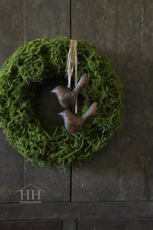 Künstlicher Mooskranz mit Vögeln - ⌀48cm