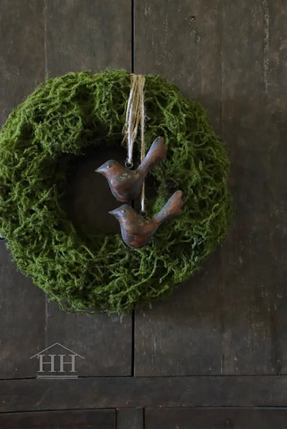 Künstlicher Mooskranz mit Vögeln - ⌀48cm