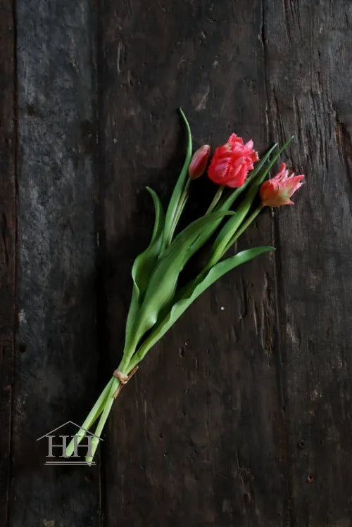 Kunst tulpen fel roze – papegaai tulpen – 40cm – 3 stelen