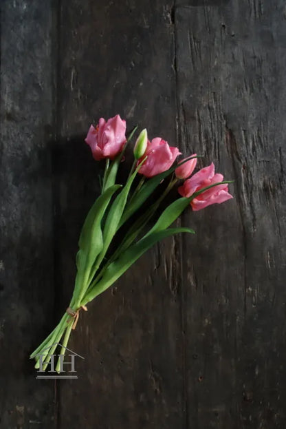 Kunst papegaai tulpen roze – 40cm – 5 stelen