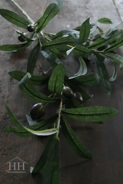 Artificial olive branch with green olives 75cm