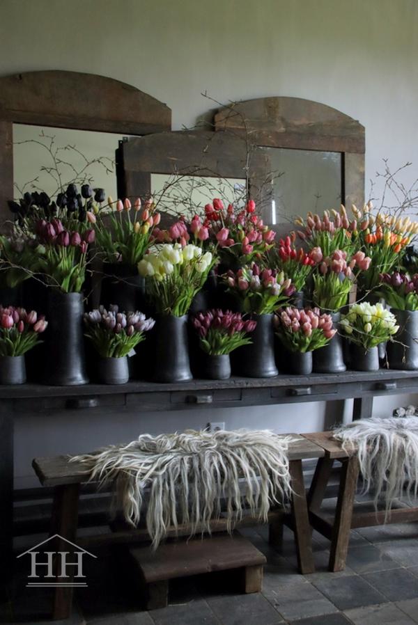 Kunst tulpen in pot