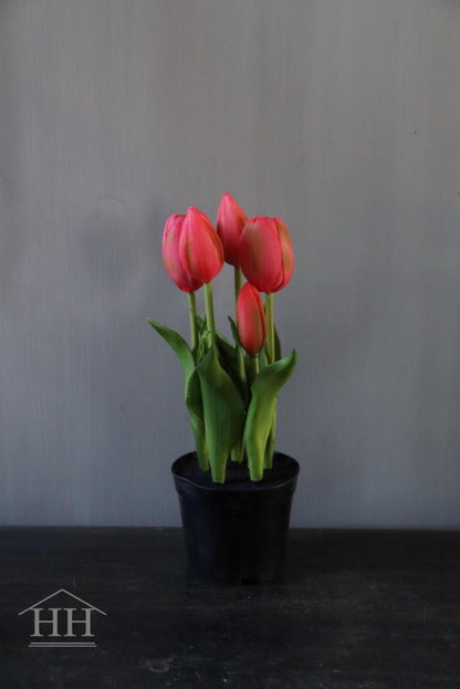 Fel roze kunst tulpen in potje | Hillary'sHome