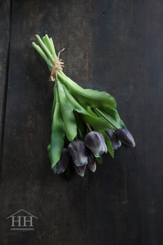 Kunst tulpen paars grijs 33cm
