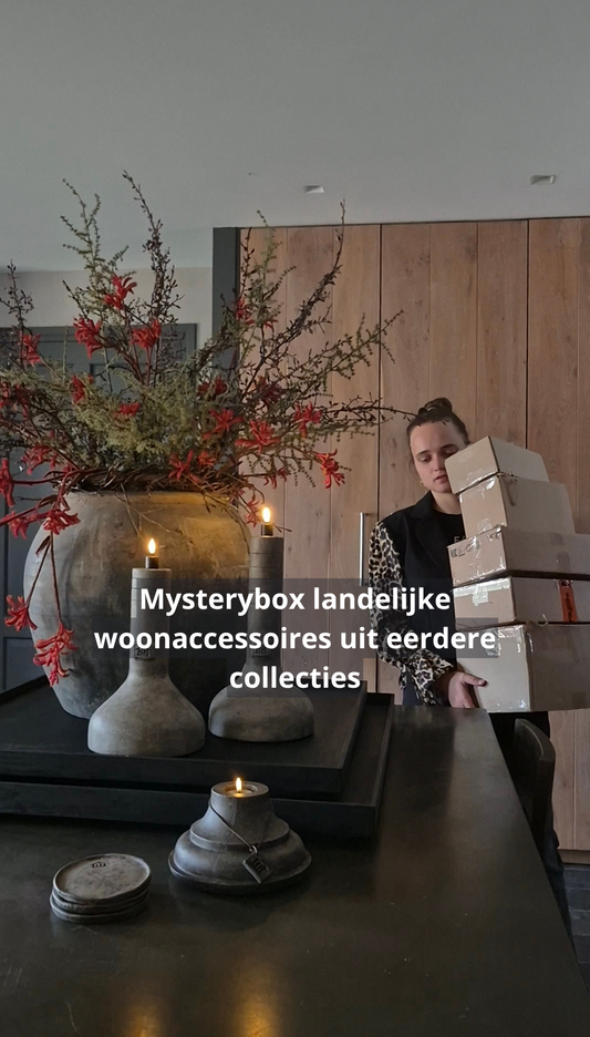 Mysterybox landelijke woonaccessoires uit eerdere collecties Inhoudswaarde €100 tot €300