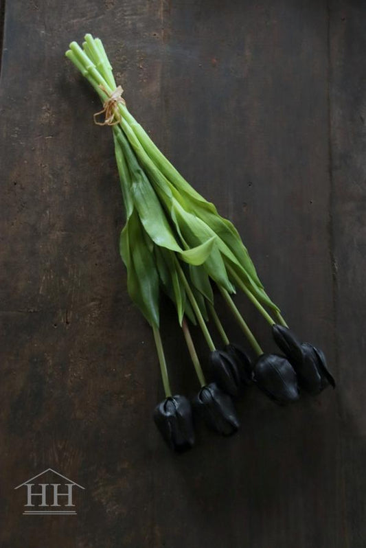 Lange kunst tulpen zwart 47cm vintage en more
