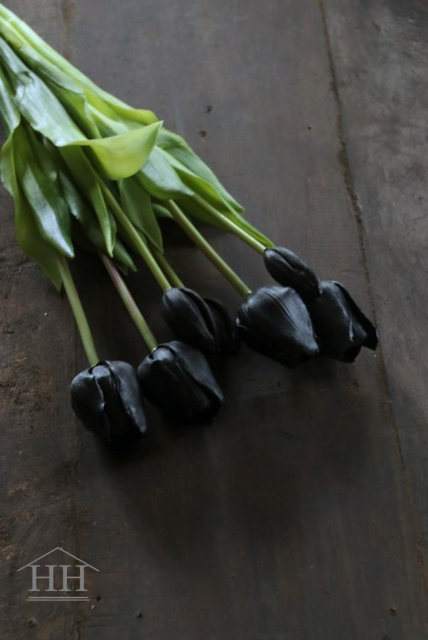 Lange kunst tulpen zwart 47cm