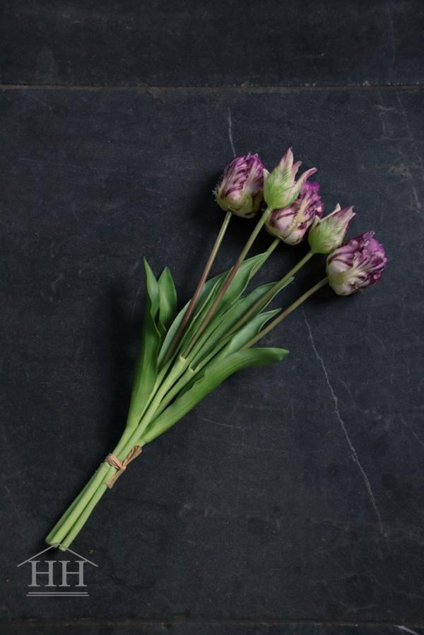 Bunch of parrot artificial tulips purple (065)