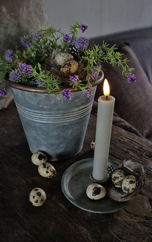 Zinc candlestick gray 12.5cm