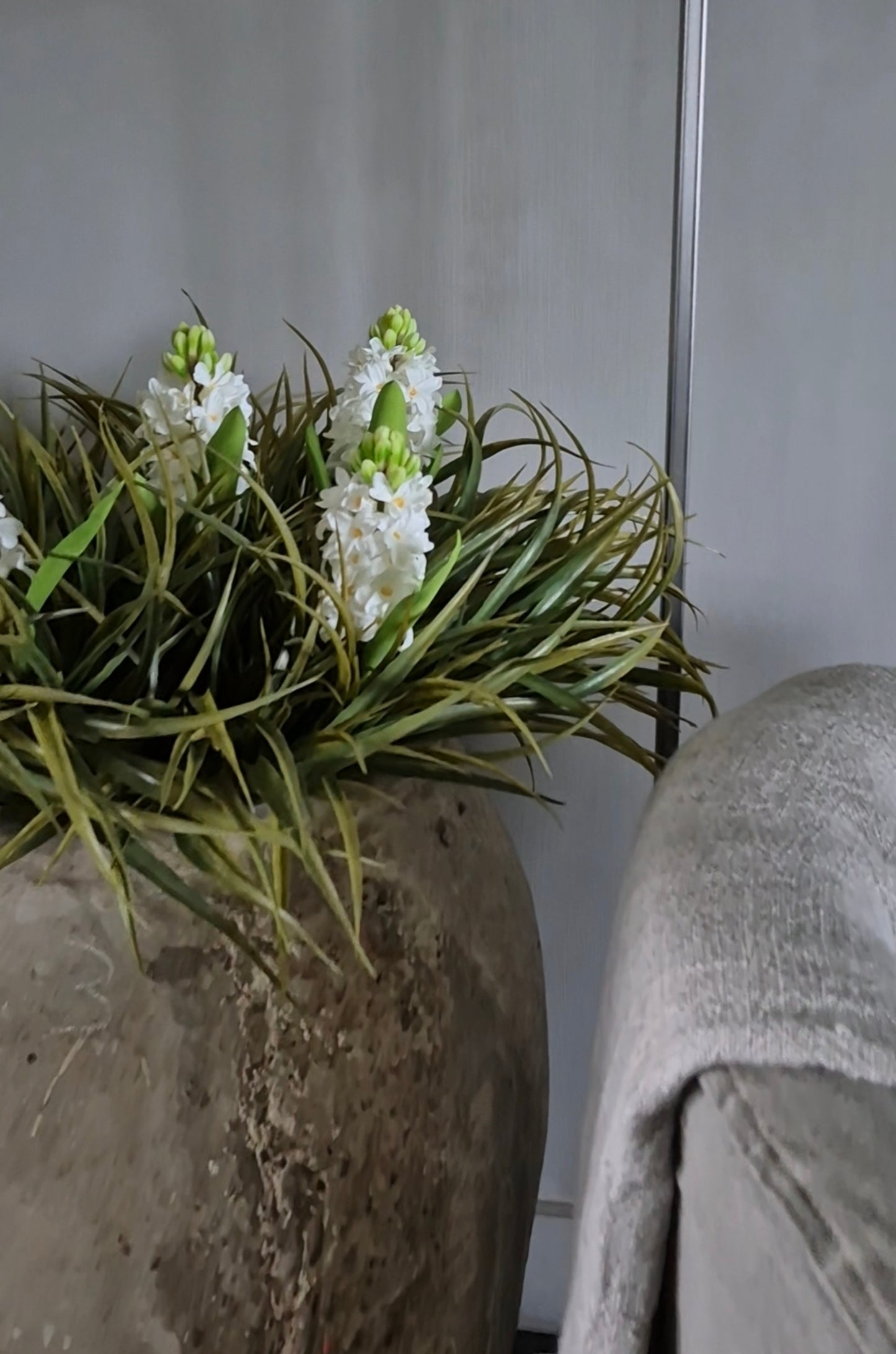 Kunst hyacint op bol wit 30cm