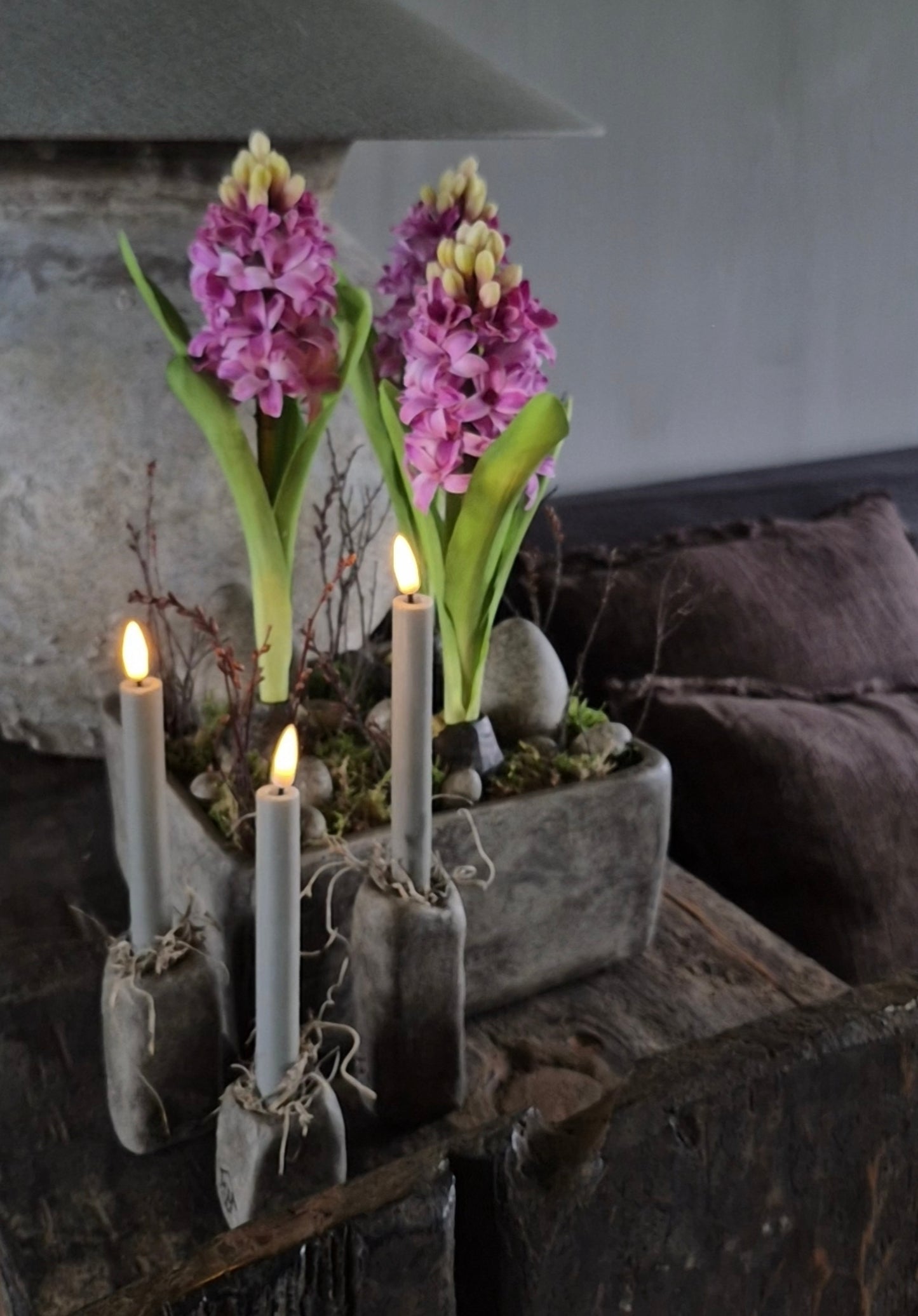 Kunst hyacint op bol lila 30cm