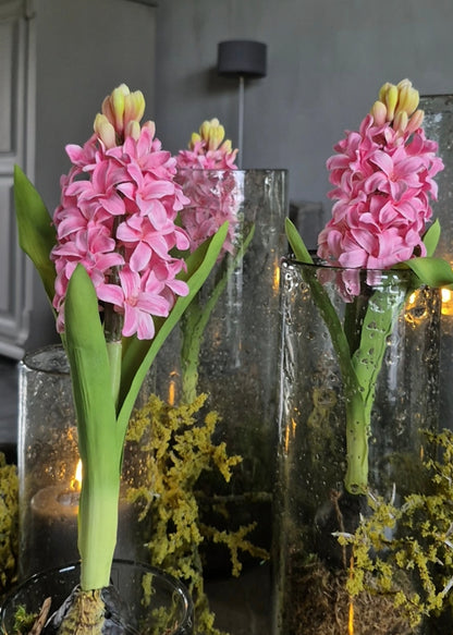 Kunst hyacint op bol roze 30cm