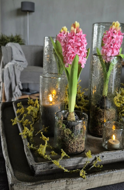 Kunst hyacint op bol roze 30cm