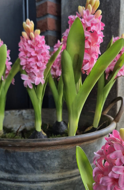 Kunst hyacint op bol roze 30cm