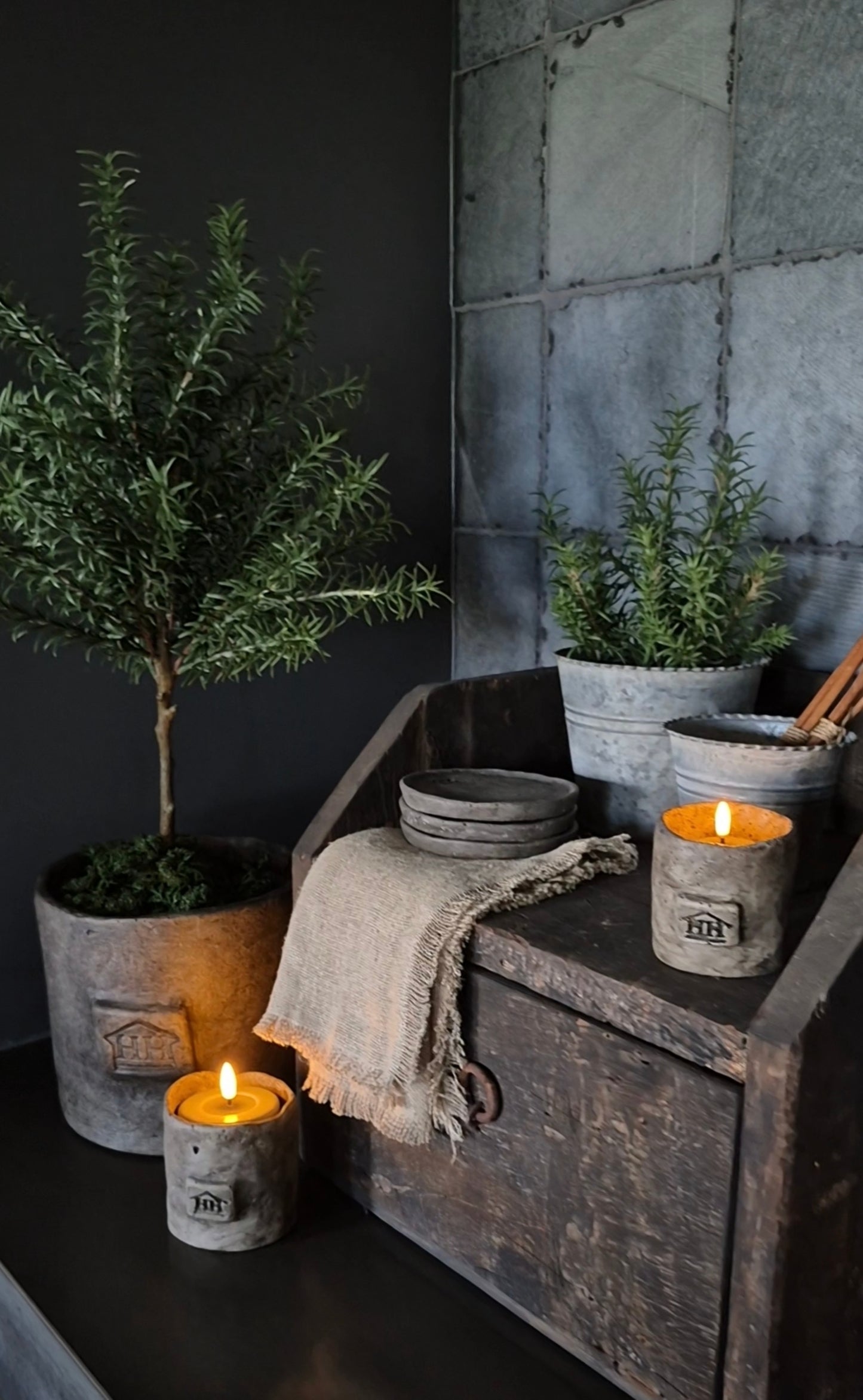 Artificial rosemary tree on trunk in indoor pot 65cm