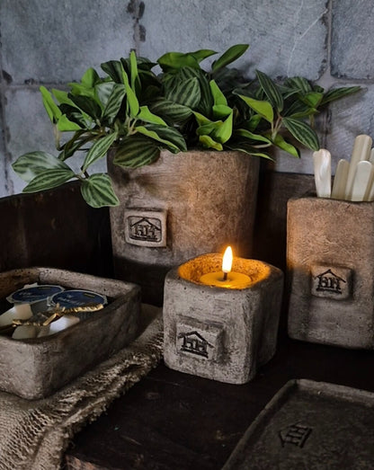 Kunst bladplant in zwarte binnenpot 16cm gestreept blad groen