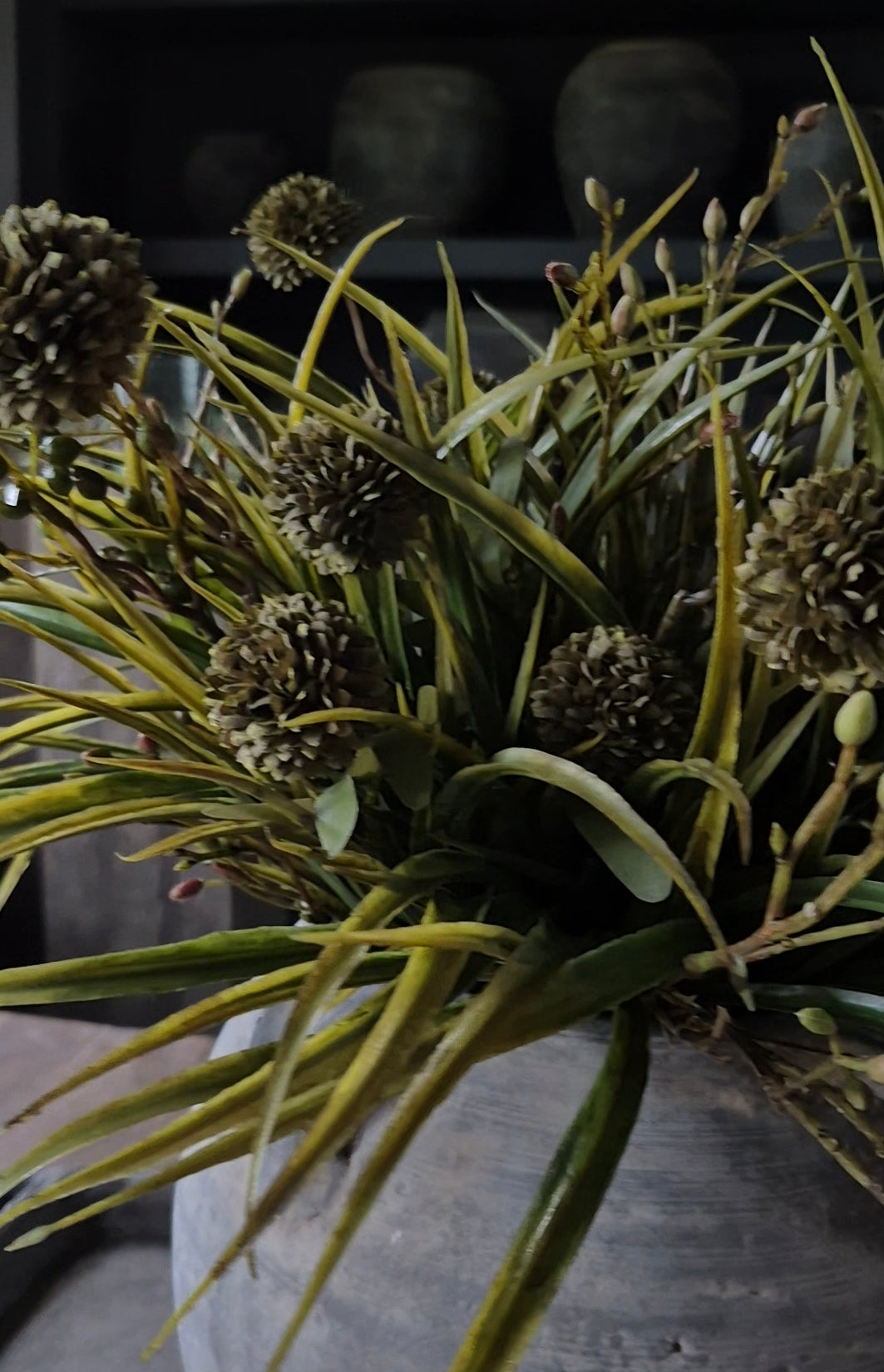 Kunstbloemen boeket groen naturel - gebonden